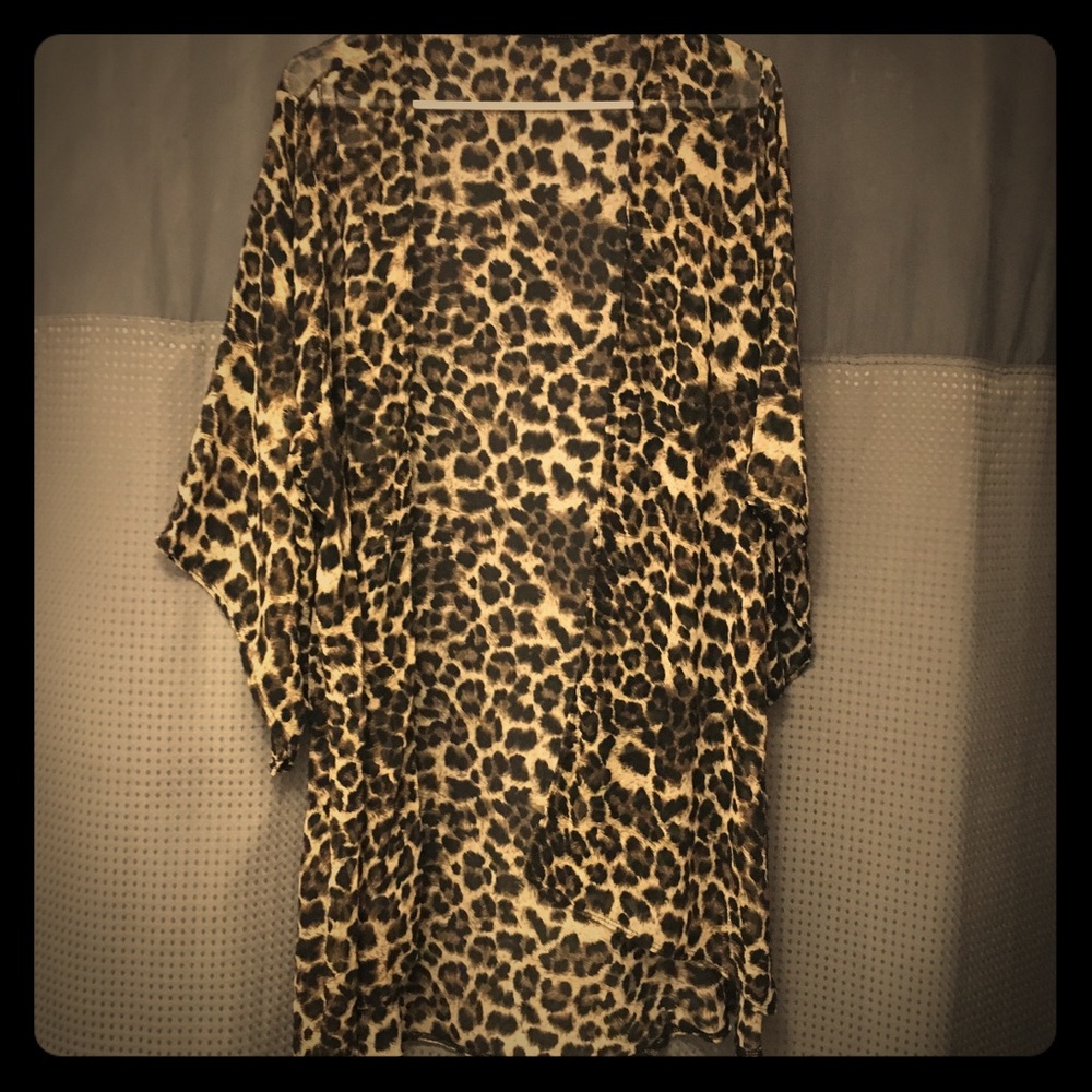 Sheer leopard print kimono